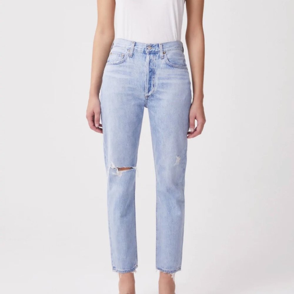 AGOLDE Riley High Rise Straight Crop Jeans in Shatter Wash 29